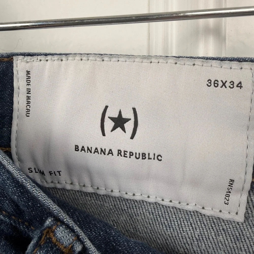 Banana Republic Mens Slim‎ Fit Jeans 36x34 Medium Wash Denim Stretch RN54023